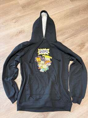 Nickelodeon Rugrats Graphic Sherpa-Lined Pullover Hoodie Black